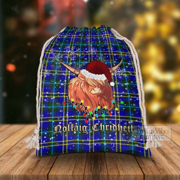 Hope Tartan Christmas Santa's Bag with Twinkle Highland Cattle