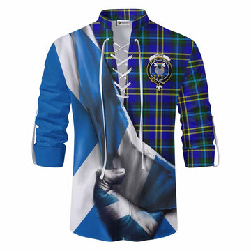 Hope Tartan Ghillie Kilt Shirt with Family Crest Scotland Patriotic Style