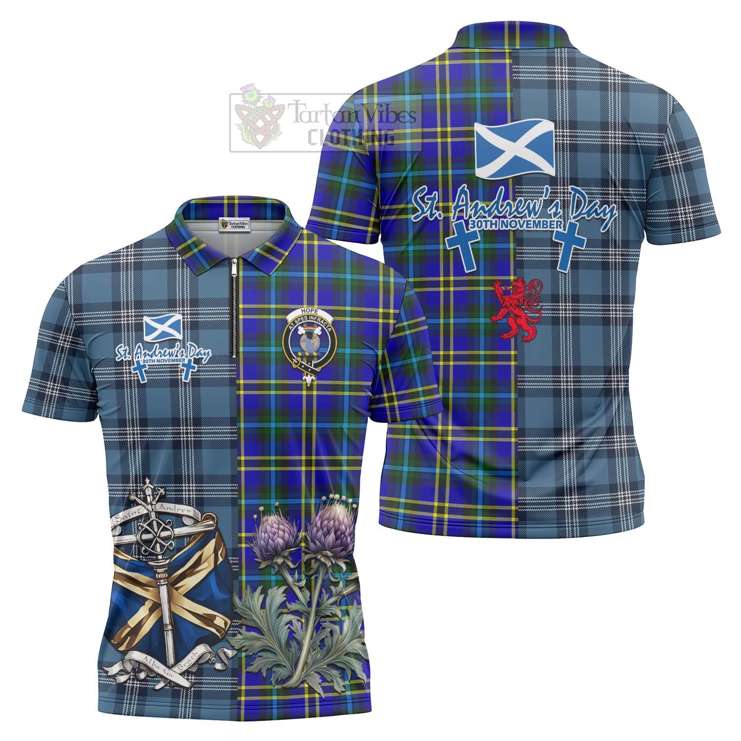 Tartan Vibes Clothing Hope Tartan Zipper Polo Shirt Happy St. Andrew's Day Half Tartan Style