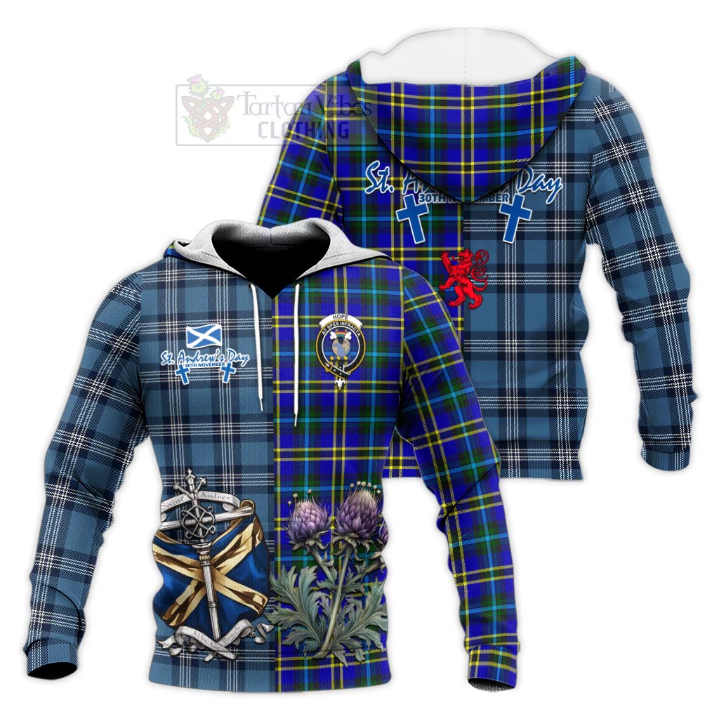 Tartan Vibes Clothing Hope Tartan Knitted Hoodie Happy St. Andrew's Day Half Tartan Style