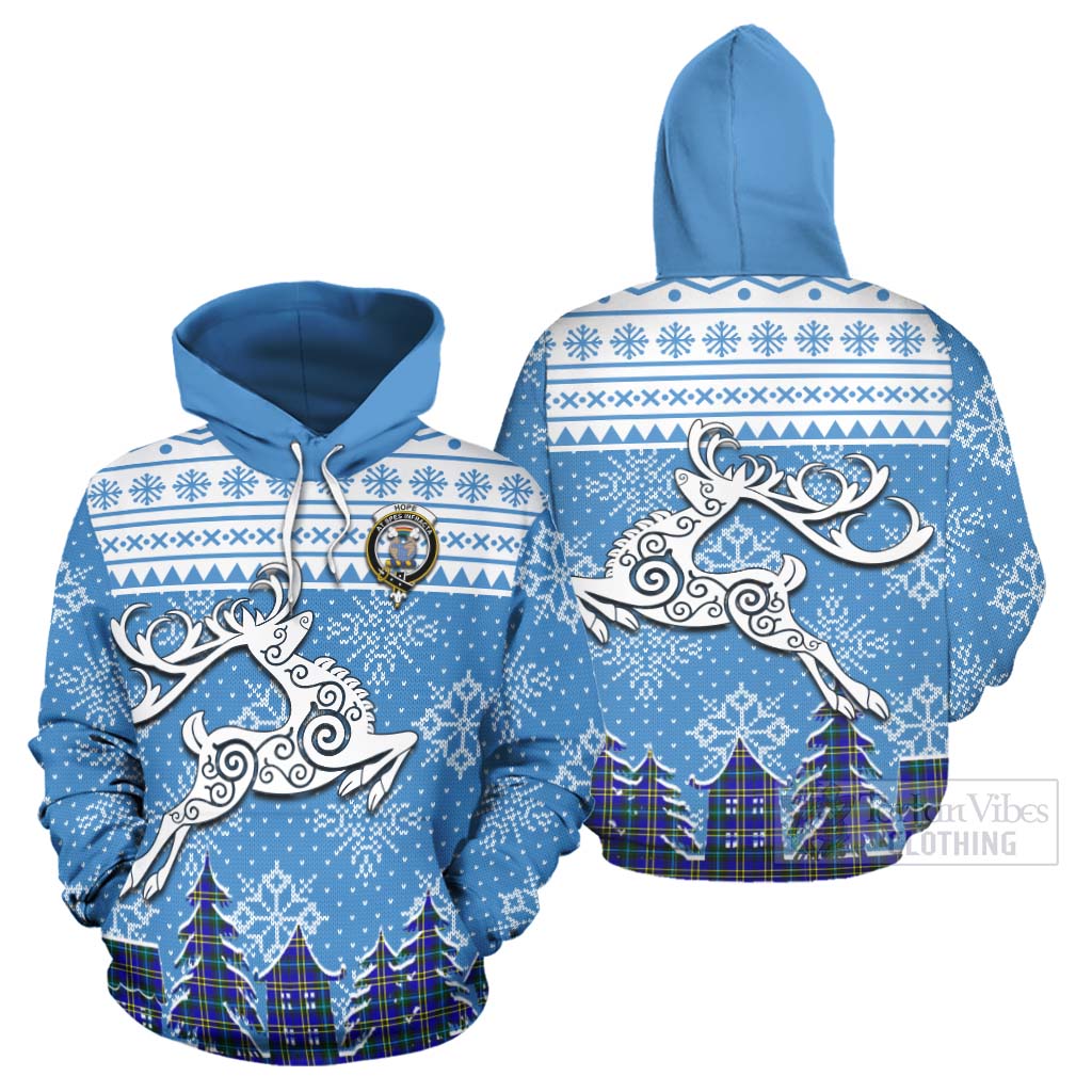 Tartan Vibes Clothing Hope Clan Christmas Hoodie Celtic Reindeer Style