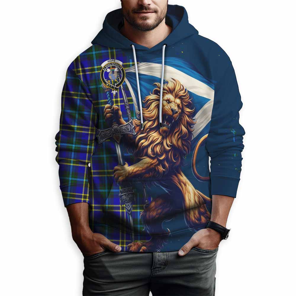 Tartan Vibes Clothing Hope Tartan Family Crest Hoodie with Scottish Majestic Lion