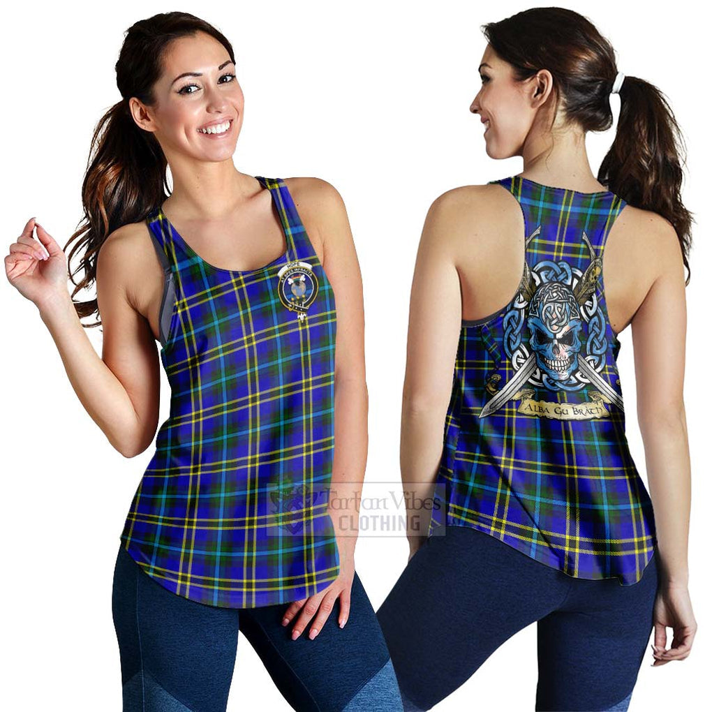 Tartan Vibes Clothing Hope Tartan Women's Racerback Tanks with Family Crest Celtic Skull Style