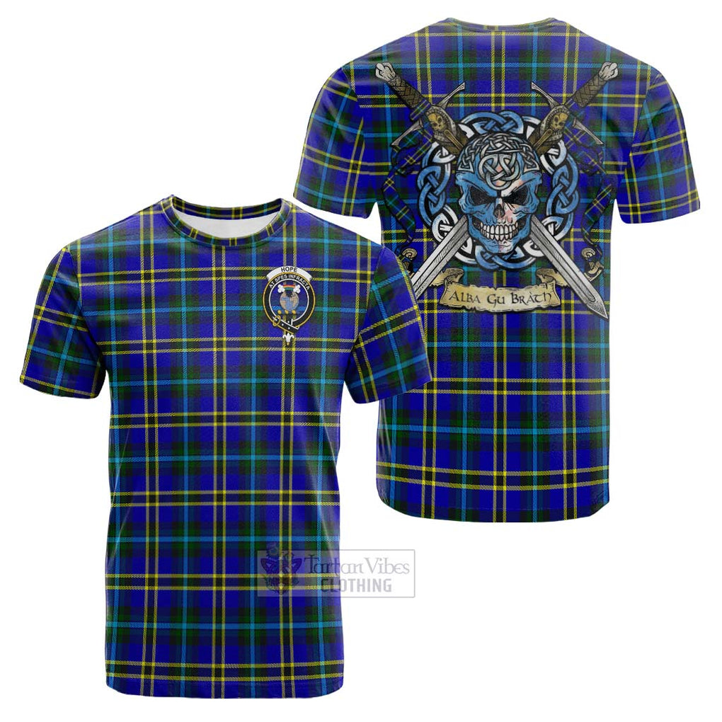 Tartan Vibes Clothing Hope Tartan Cotton T-shirt with Family Crest Celtic Skull Style