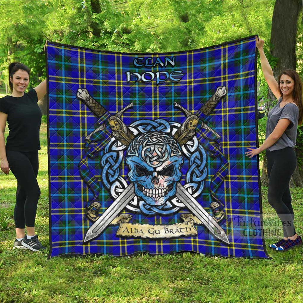 Tartan Vibes Clothing Hope Tartan Quilt with Celtic Skull Alba Gu Brath Style