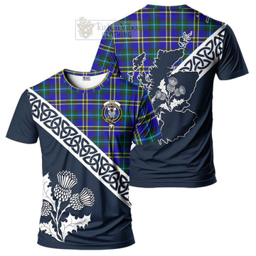 Hope Tartan T-Shirt Featuring Thistle and Scotland Map