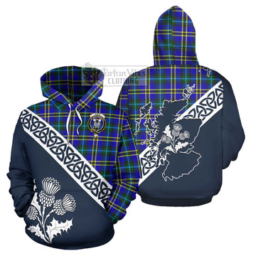 Hope Tartan Hoodie Featuring Thistle and Scotland Map