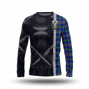 Hope Tartan Long Sleeve T-Shirt with Family Crest Cross Sword Thistle Celtic Vibes