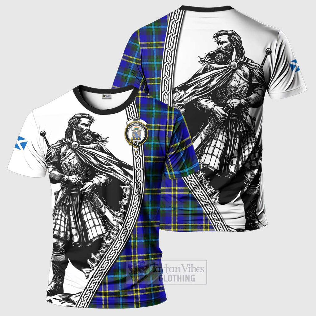 Tartan Vibes Clothing Hope Tartan Clan Crest T-Shirt with Highlander Warrior Celtic Style