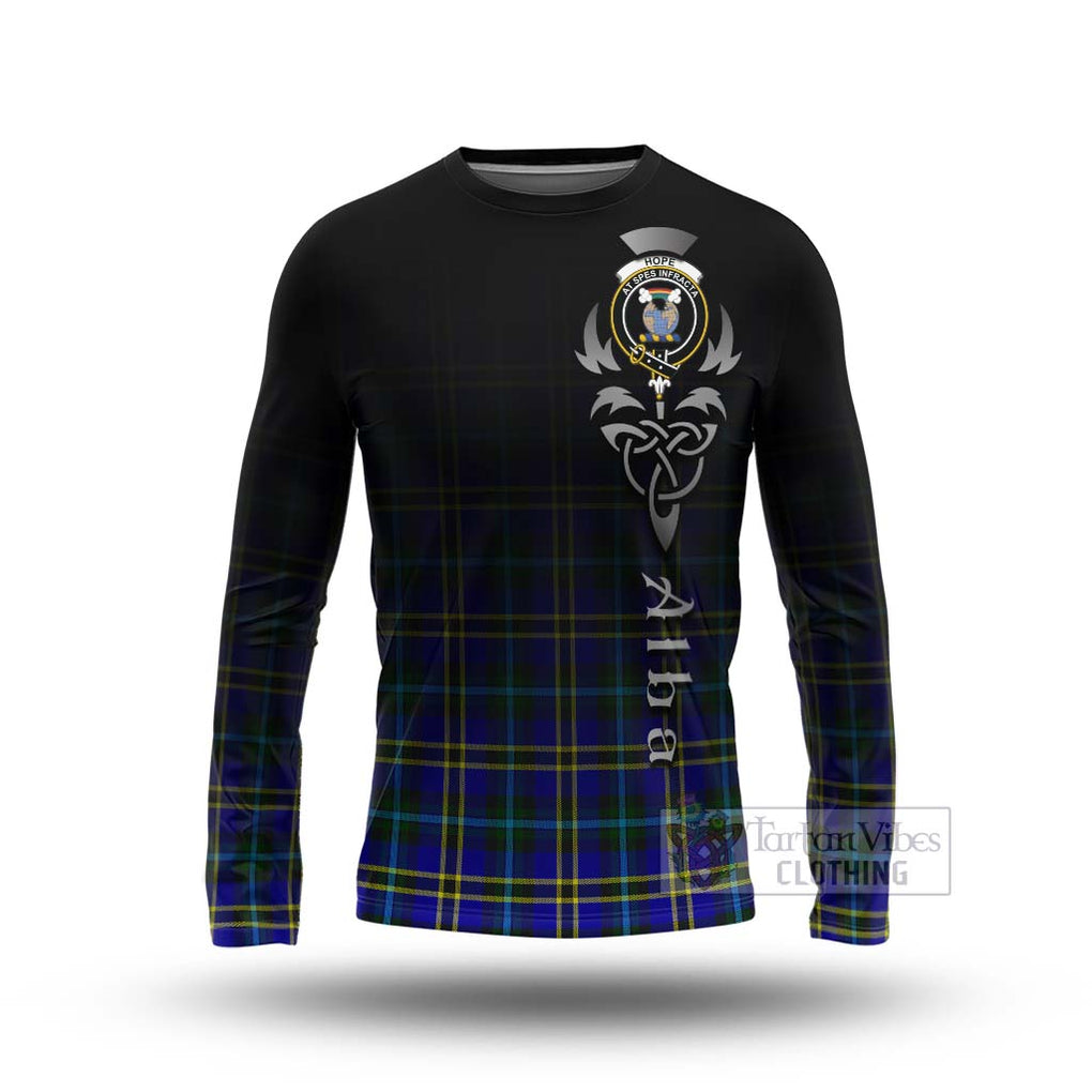 Tartan Vibes Clothing Hope Tartan Long Sleeve T-Shirt Featuring Alba Gu Brath Family Crest Celtic Inspired