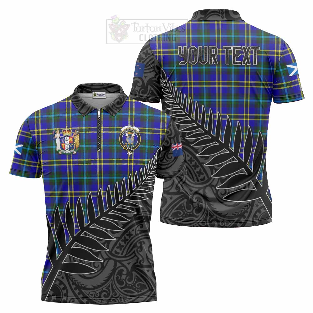 Tartan Vibes Clothing Hope Crest Tartan Zipper Polo Shirt with New Zealand Silver Fern Half Style