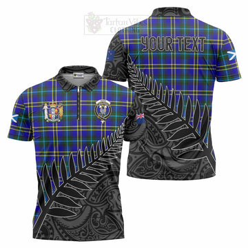 Hope Crest Tartan Zipper Polo Shirt with New Zealand Silver Fern Half Style