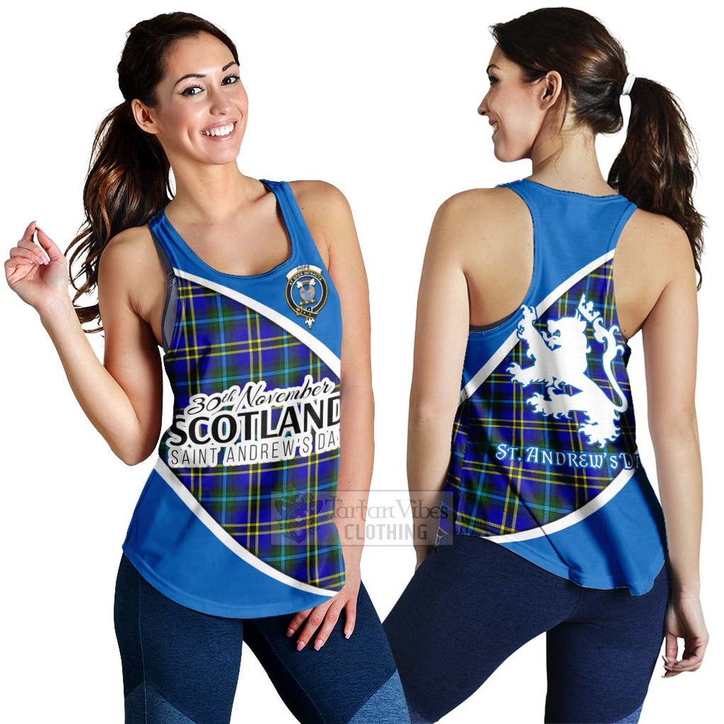 Tartan Vibes Clothing Hope Family Crest Tartan Women's Racerback Tanks Celebrate Saint Andrew's Day in Style