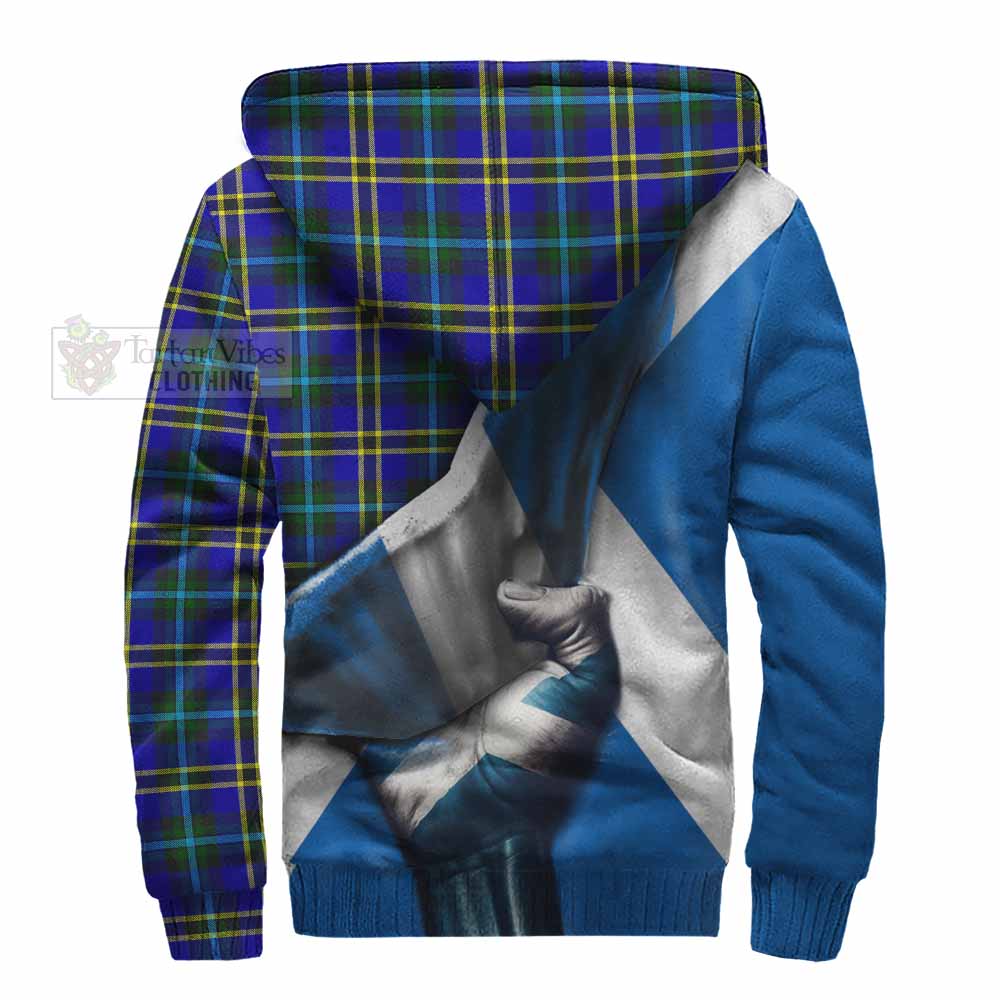 Tartan Vibes Clothing Hope Tartan Sherpa Hoodie with Family Crest Scotland Patriotic Style