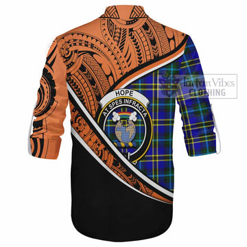 Hope Crest Tartan Ghillie Kilt Shirt with Polynesian Vibes Style - Orange Version