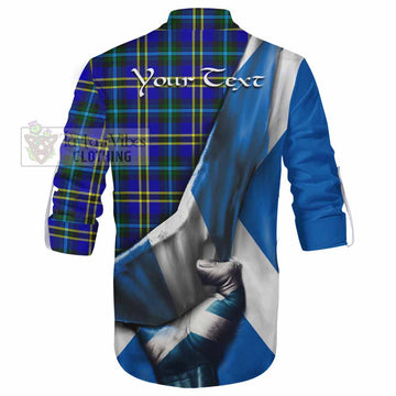 Hope Tartan Ghillie Kilt Shirt with Family Crest Scotland Patriotic Style