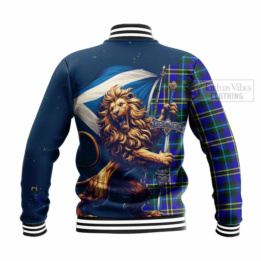 Tartan Vibes Clothing Hope Tartan Family Crest Baseball Jacket with Scottish Majestic Lion