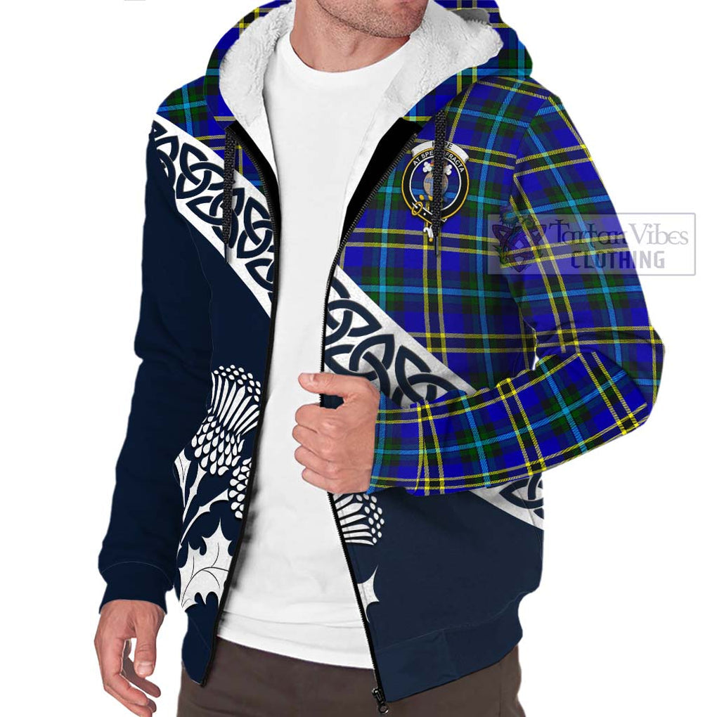 Tartan Vibes Clothing Hope Tartan Sherpa Hoodie Featuring Thistle and Scotland Map