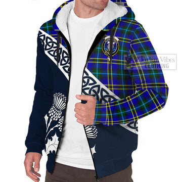 Hope Tartan Sherpa Hoodie Featuring Thistle and Scotland Map