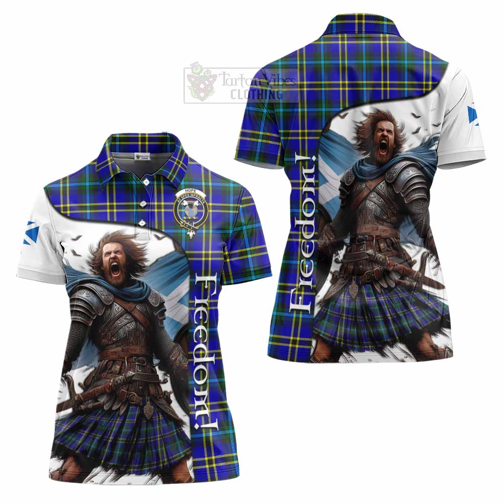 Tartan Vibes Clothing Hope Crest Tartan Women's Polo Shirt Inspired by the Freedom of Scottish Warrior