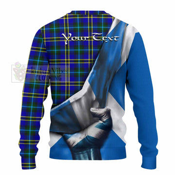 Hope Tartan Knitted Sweater with Family Crest Scotland Patriotic Style