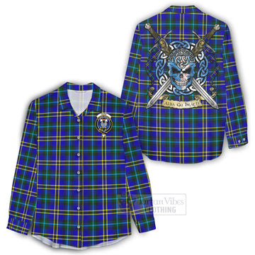 Hope Tartan Women's Casual Shirt with Family Crest Celtic Skull Style