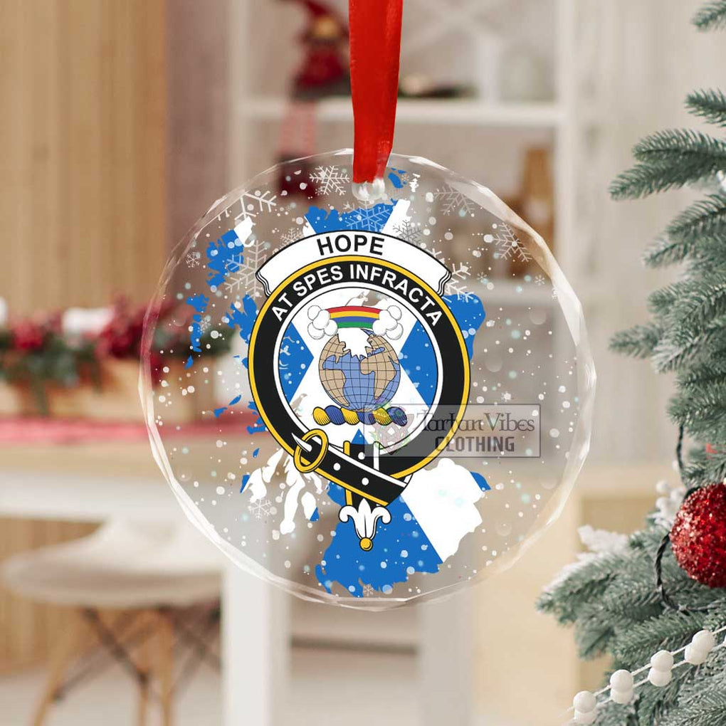 Tartan Vibes Clothing Hope Clan Crest Christmas Glass Ornament with Scotland Map