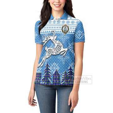 Hope Clan Christmas Women's Polo Shirt Celtic Reindeer Style