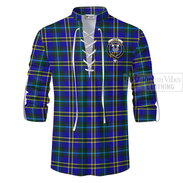 Hope Tartan Ghillie Kilt Shirt with Family Crest Celtic Skull Style