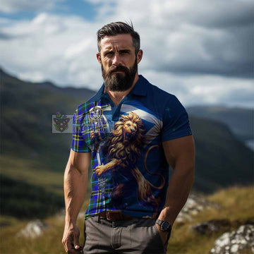 Hope Tartan Family Crest Men's Polo Shirt with Scottish Majestic Lion