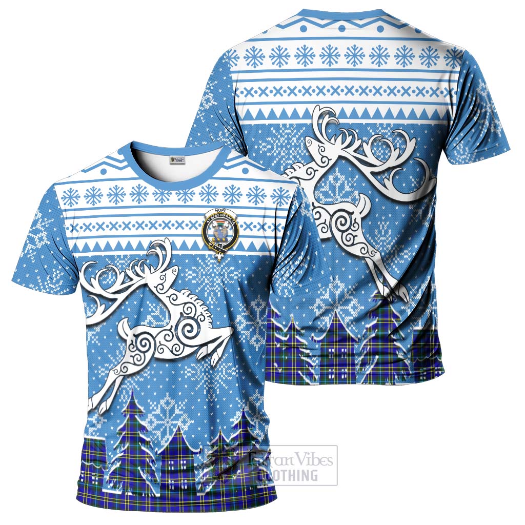 Tartan Vibes Clothing Hope Clan Christmas T-Shirt Celtic Reindeer Style