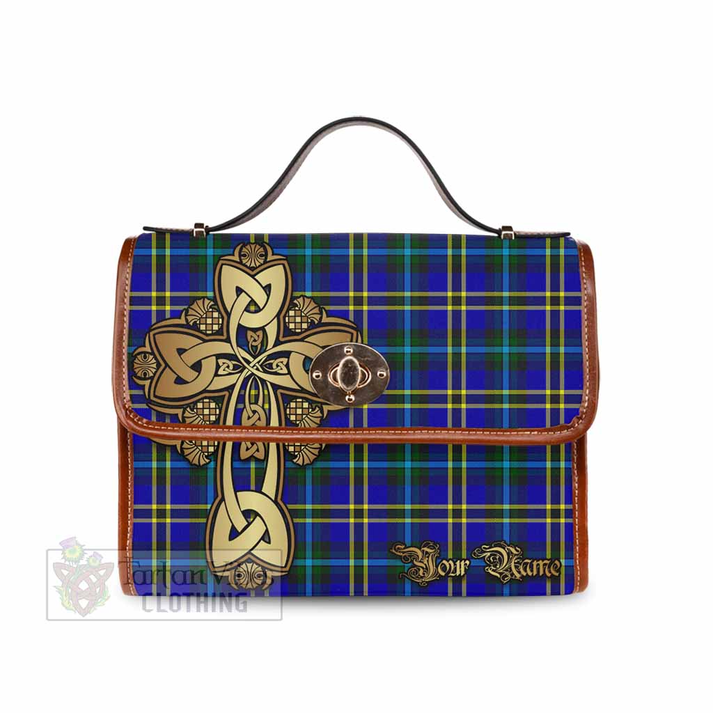 Tartan Vibes Clothing Hope Tartan Waterproof Canvas Bag Golden Thistle Celtic Cross Style