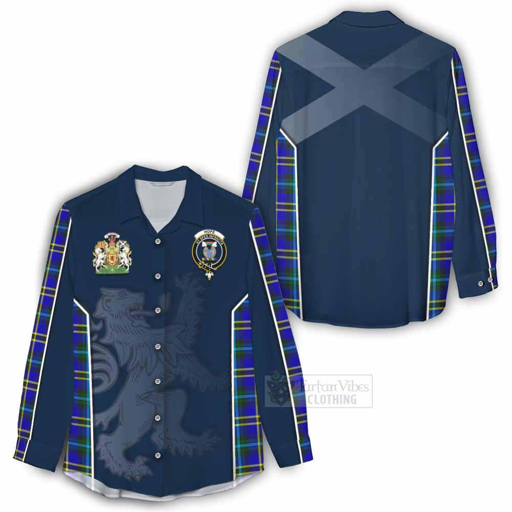 Tartan Vibes Clothing Hope Tartan Women's Casual Shirt with Family Crest and Lion Rampant Vibes Sport Style