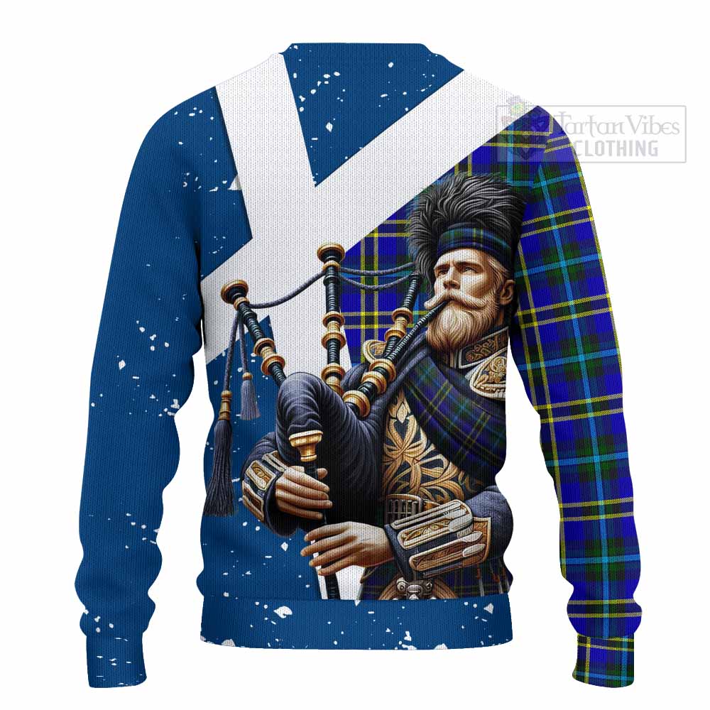 Tartan Vibes Clothing Hope Tartan Knitted Sweater with Family Crest Scottish Bagpiper Vibes