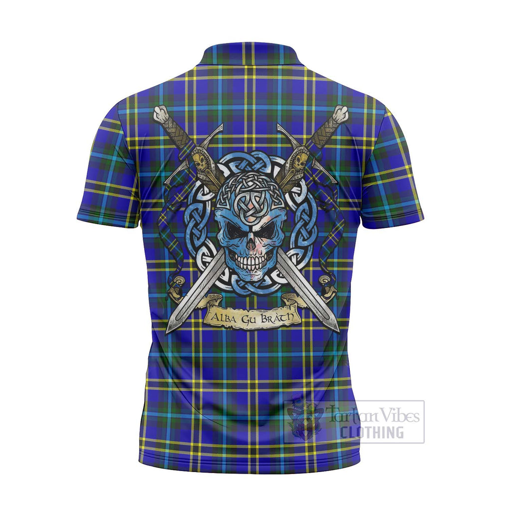 Tartan Vibes Clothing Hope Tartan Zipper Polo Shirt with Family Crest Celtic Skull Style