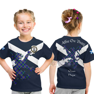 Hope Tartan Lion Rampant Kid T-Shirt Proudly Display Your Heritage with Alba Gu Brath and Clan Name - Tartan Vibes Clothing