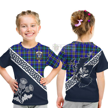 Hope Tartan Kid T-Shirt Featuring Thistle and Scotland Map - Tartan Vibes Clothing