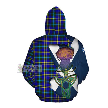 Hope Tartan Family Crest Cotton Hoodie Scottish Thistle Celtic Inspired Pullover Hoodie - Tartan Vibes Clothing