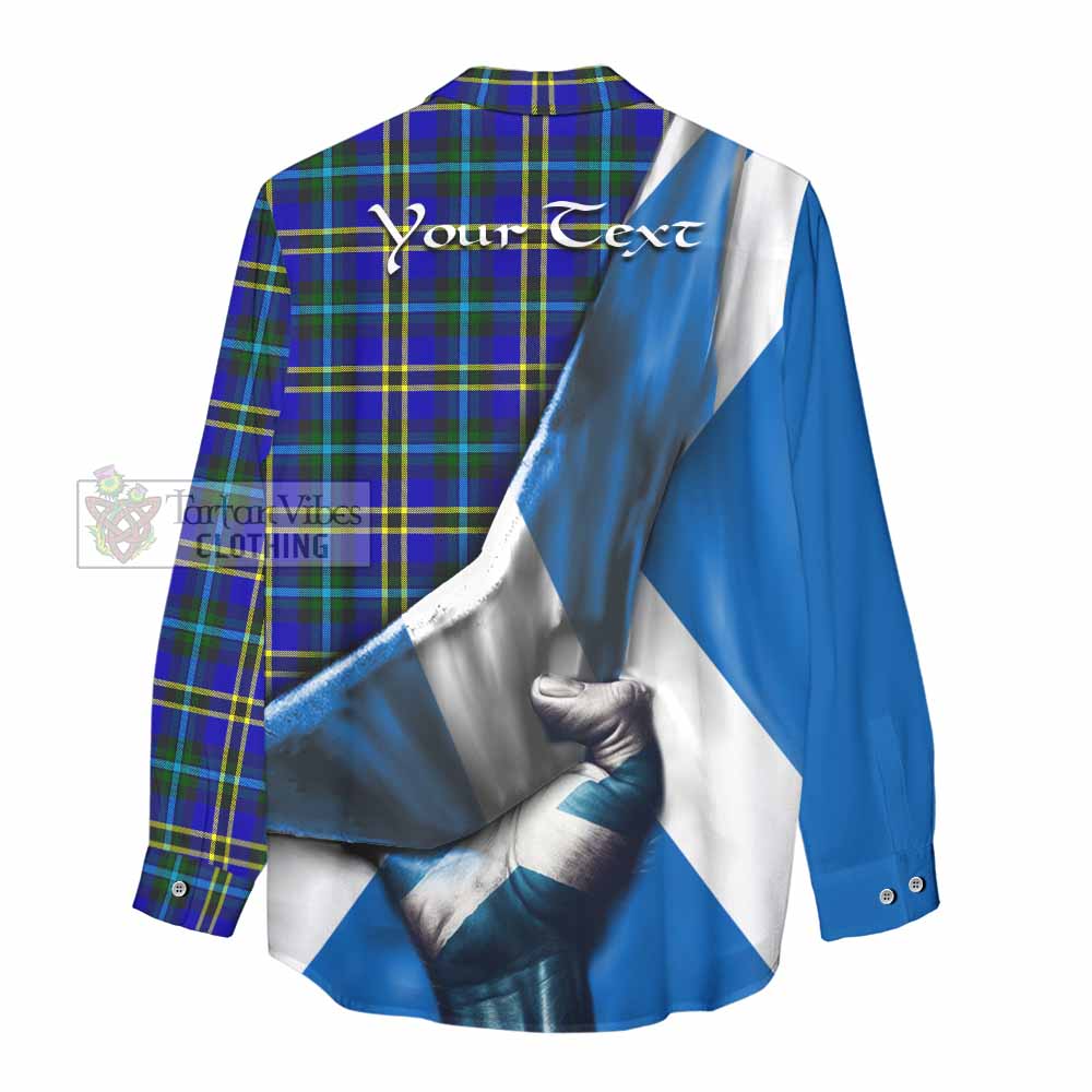 Tartan Vibes Clothing Hope Tartan Women's Casual Shirt with Family Crest Scotland Patriotic Style