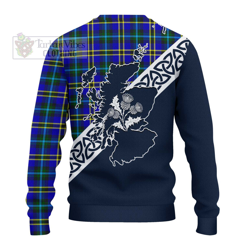 Tartan Vibes Clothing Hope Tartan Knitted Sweater Featuring Thistle and Scotland Map