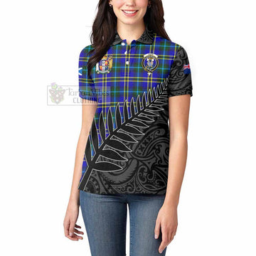 Hope Crest Tartan Women's Polo Shirt with New Zealand Silver Fern Half Style