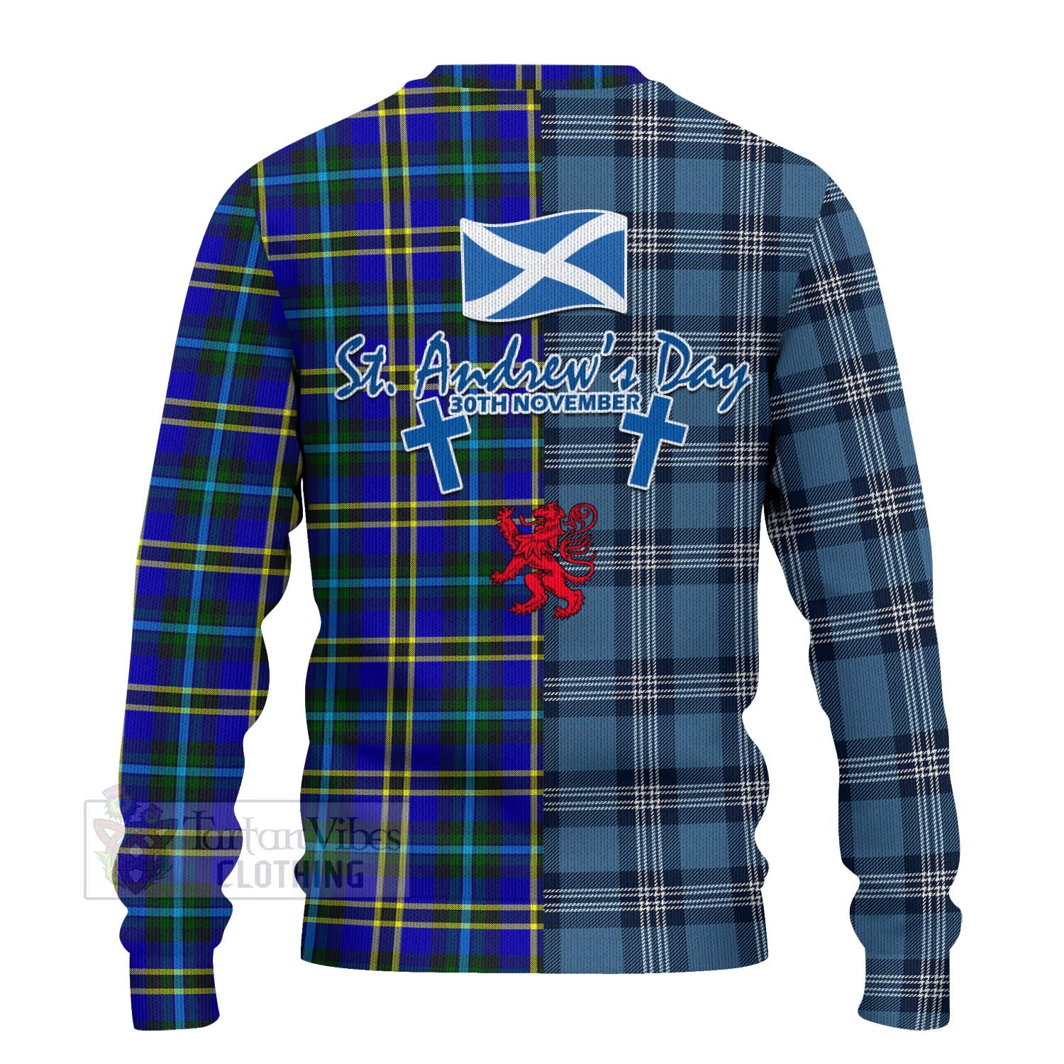 Tartan Vibes Clothing Hope Tartan Knitted Sweater Happy St. Andrew's Day Half Tartan Style