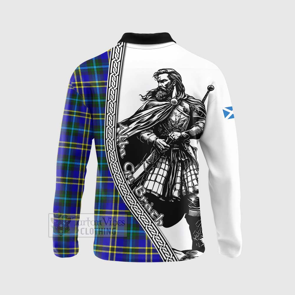 Tartan Vibes Clothing Hope Tartan Clan Crest Long Sleeve Polo Shirt with Highlander Warrior Celtic Style