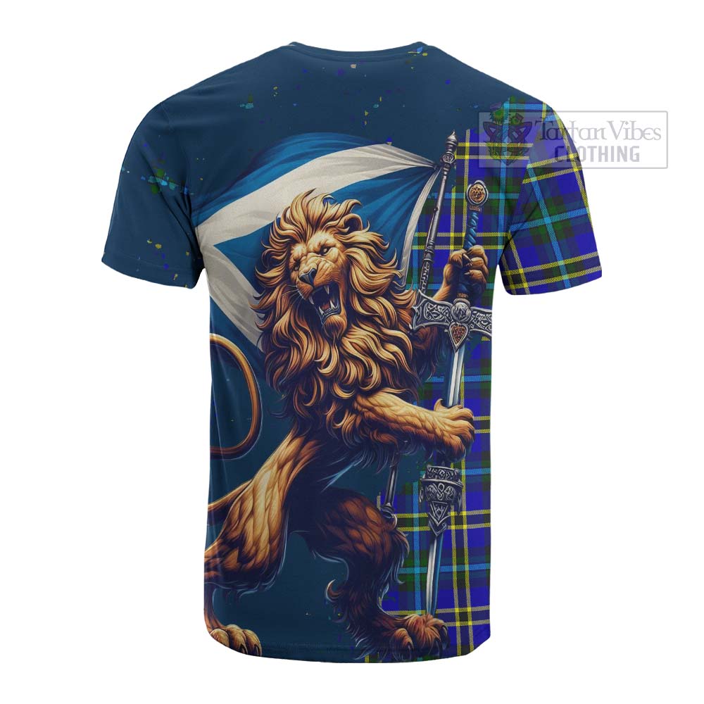 Tartan Vibes Clothing Hope Tartan Family Crest Cotton T-shirt with Scottish Majestic Lion