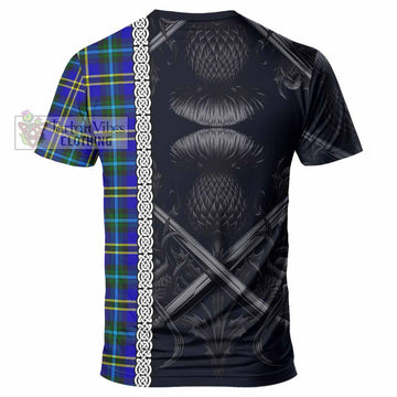 Hope Tartan T-Shirt with Family Crest Cross Sword Thistle Celtic Vibes