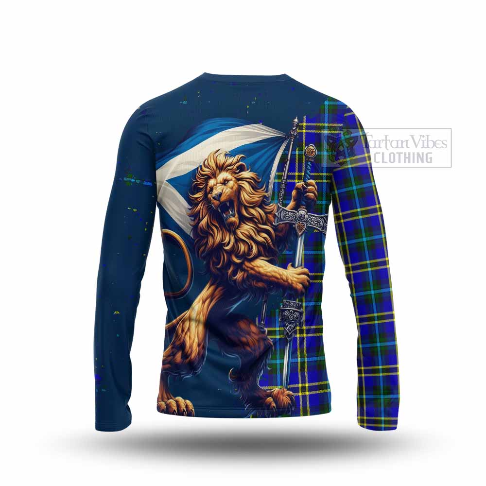 Tartan Vibes Clothing Hope Tartan Family Crest Long Sleeve T-Shirt with Scottish Majestic Lion