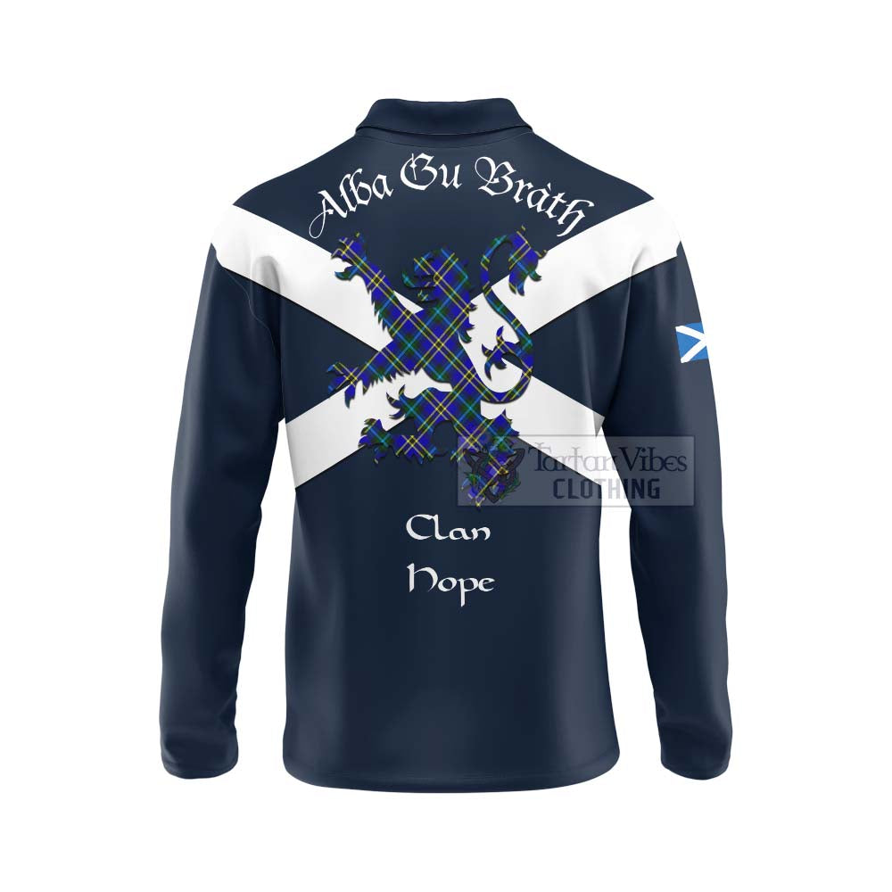 Tartan Vibes Clothing Hope Tartan Lion Rampant Long Sleeve Polo Shirt – Proudly Display Your Heritage with Alba Gu Brath and Clan Name