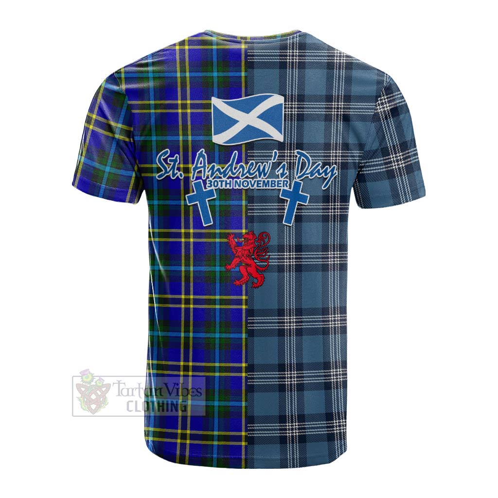 Tartan Vibes Clothing Hope Tartan Cotton T-shirt Happy St. Andrew's Day Half Tartan Style