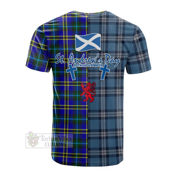 Hope Tartan Cotton T-shirt Happy St. Andrew's Day Half Tartan Style