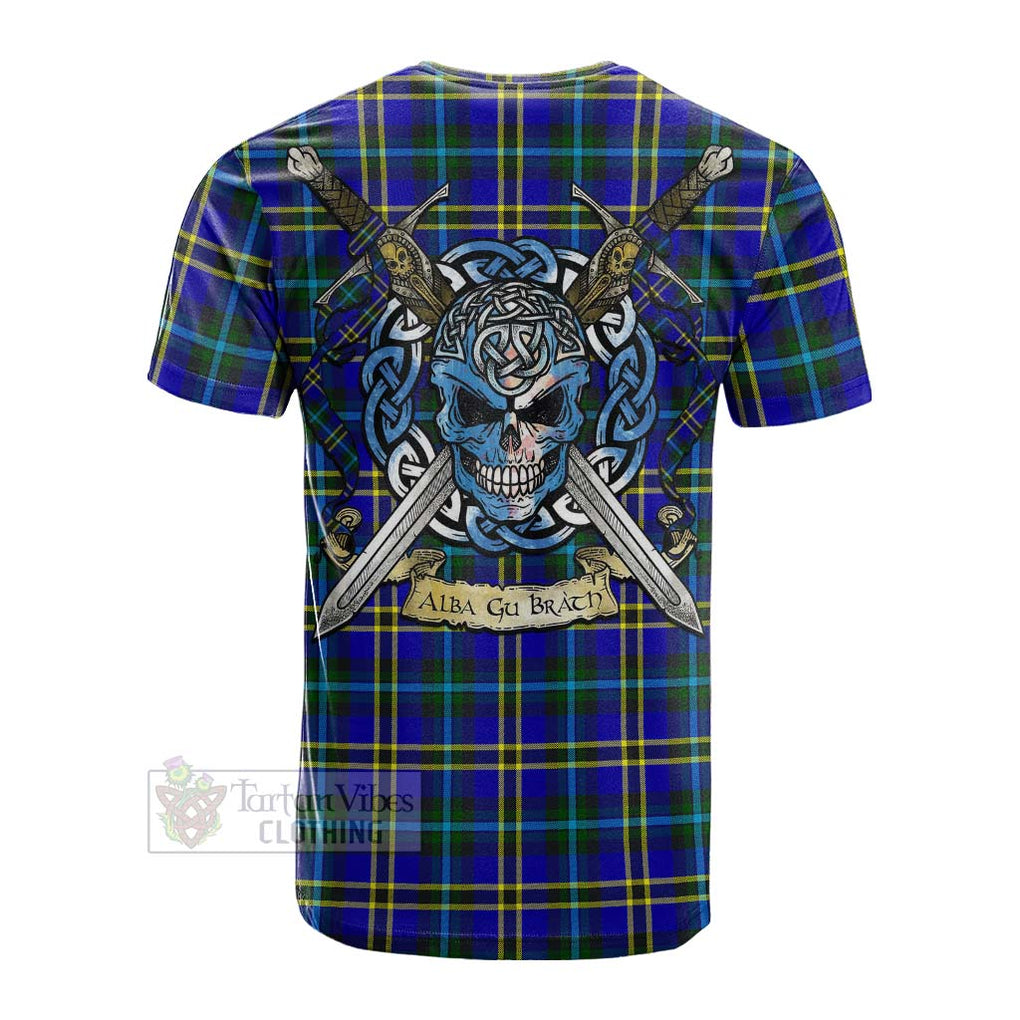 Tartan Vibes Clothing Hope Tartan Cotton T-shirt with Family Crest Celtic Skull Style